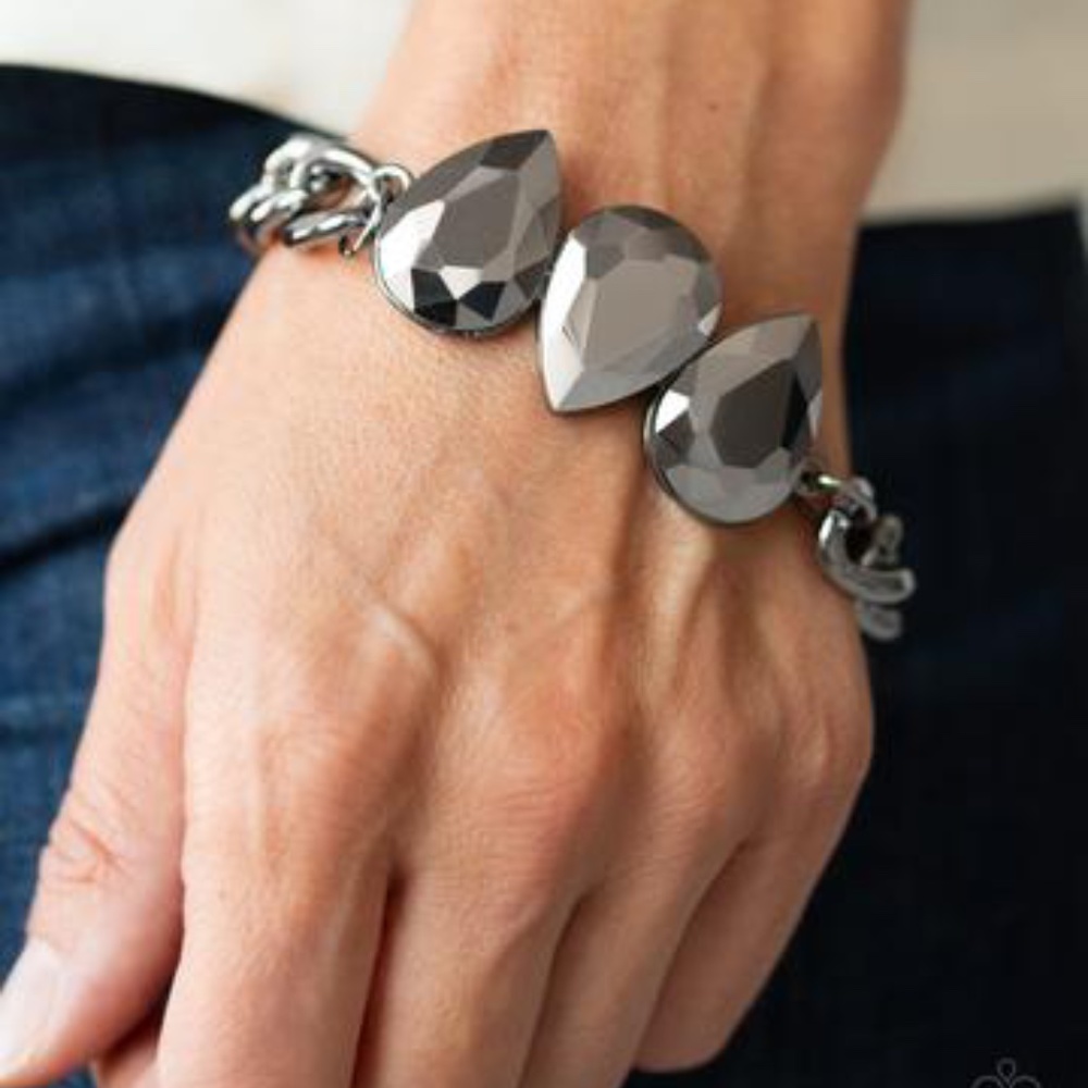 4/$20  Paparazzi Bring Your Own Bling - Black Gunmetal Chain Bracelet